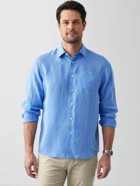 Mens French Linen Long Sleeve Shirt Like New Large